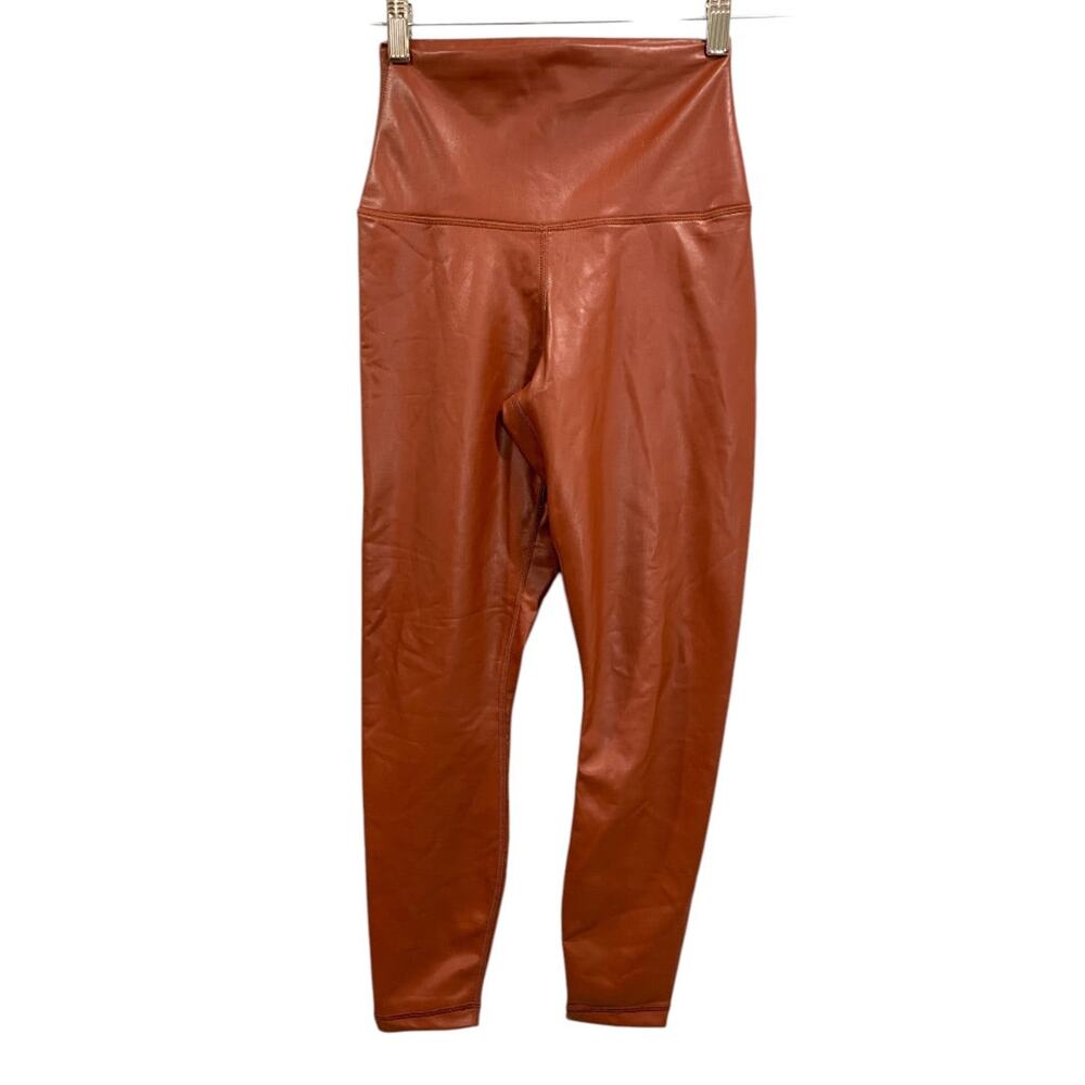 Small 90 Degree by Reflex Rust Faux Leather Leggings Womens